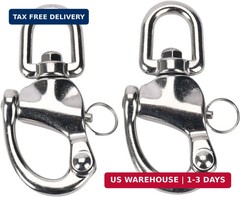 Pair of Swivel Eye Snap Shackle Quick Release Bail Rigging Sailing Boat Marine S
