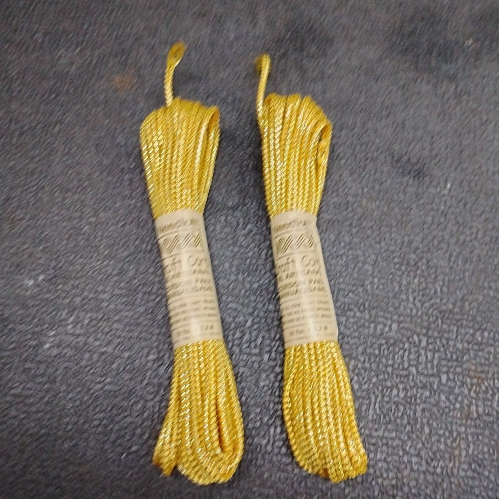 Lot of 2 Needloft Gold Colored #55001 Paracord 10 Yards Each 9.2 M Craft Cord