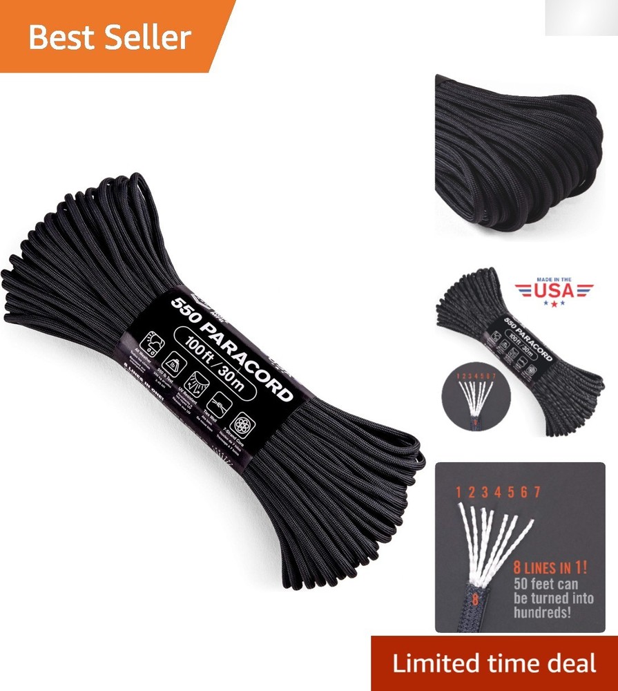100 Feet 550 lb Parachute Cord – Perfect for Camping, Hiking, and Survival