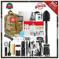 250Pcs Survival Gear First Aid Kit with Molle Bag and Emergency Tent for Camping