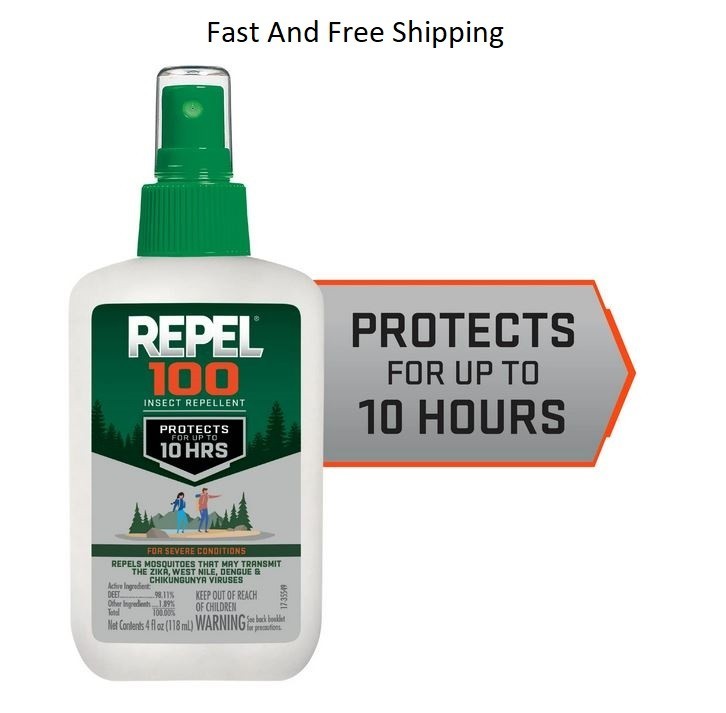 Repel 100 Insect Repellent, Pump Spray, 4-Fluid Ounces, 10-Hour Protection khry
