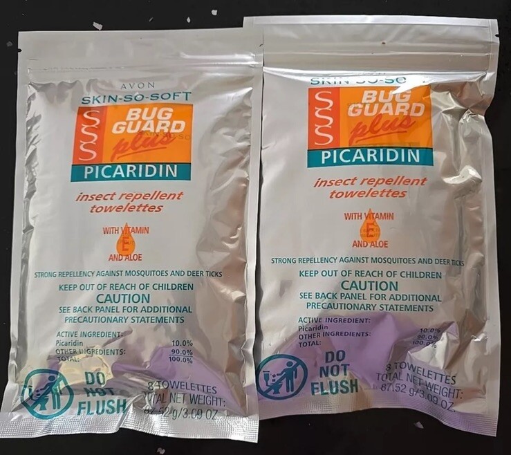 Avon Skin So Soft Bug Guard Picaridin Towelettes, 2 Packs of 8~ NEW & SEALED