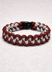 Handmade Shark Jawbone 550 Paracord Bracelet Red White Black Survival EDC 8.5”