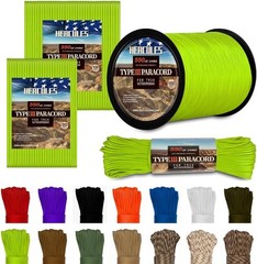 HERCULES Type III Paracord 550 Paracord Rope Parachute Cord, 50′ Neon Green for
