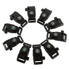 10 PCS Emergency Whistle Buckle come with Compass & Fire Starter & Flint Scraper
