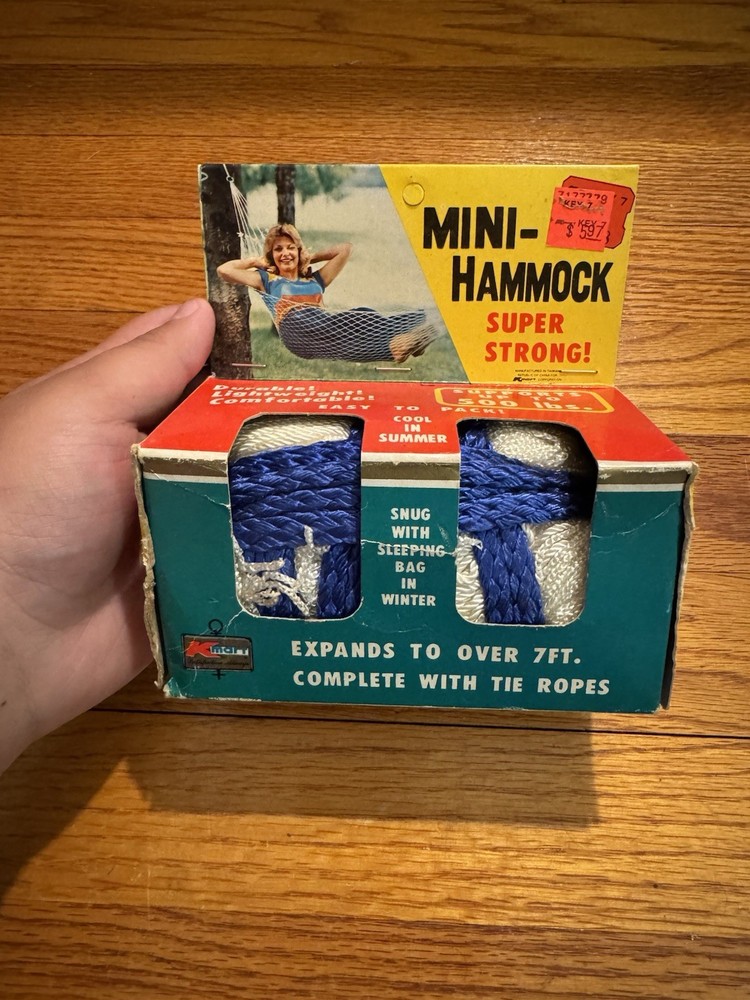 Mini Hammock Vintage Kmart Old Stock Box Super Strong 7Ft Snare Stretcher