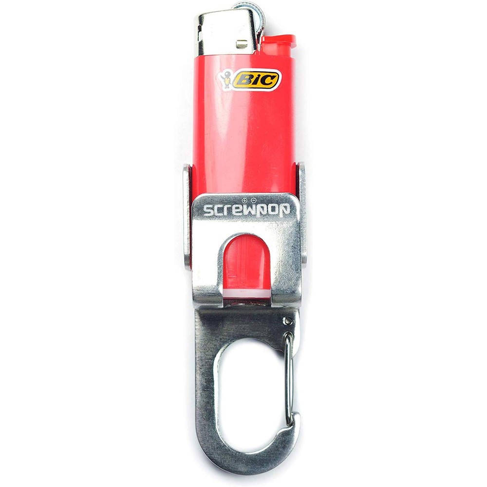 Bic Standard Full-Size Lighter Holder Keychain Multi Tool Stainless Steel