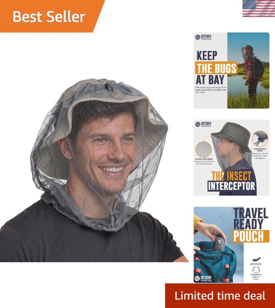 Adjustable Insect Netting Face Cover – Perfect for Fishing, Hunting & Gardening