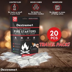 Dextreme Quick Instant Fire Starter – Waterproof 20 Pcs Bag, White