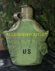 GENUINE USGI US MILITARY 1 QUART 1QT WATER CANTEEN AND COVER – ARMY GREEN VGC