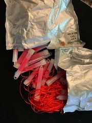 4″ Glo-in-the-Dark Stick Purple & Rose Pink (2 open pkgs) – with red neck string