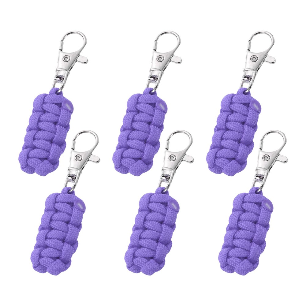 Paracord Zipper Pull, 80 mm Length for Backpacks – Cylinder (6 Pack, Purple)