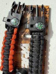 Black & Black/Orange Cobra Survival Bracelets Lot of 2