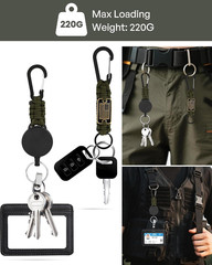 3 Pcs Paracord Lanyard Set with Retractable Keychain – Long & Short Heavy Duty L