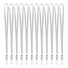 25Pcs 17.3″ Nylon Flat Lanyard with Clasp for Keys, Silver