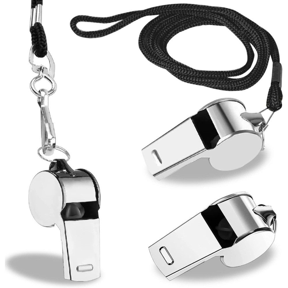 Stainless Steel Sports Whistle with Lanyard for Coaches Referees and Emergency