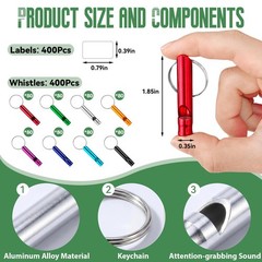 400 Pcs Emergency Whistle with Keychains, Aluminum Self Defense Keychain, Ext…