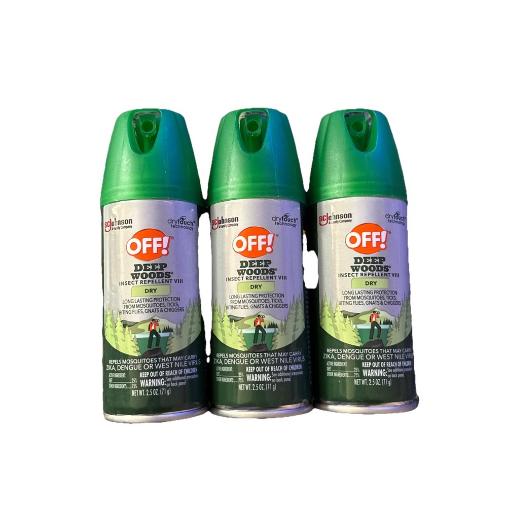 Lot of 3 | OFF! DEEP WOODS Insect Repellent VIII Dry Repels Mosquitoes 2.5oz