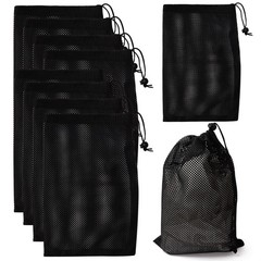 SBYURE 10Pcs Nylon Mesh Drawstring Bag,8 x 11.4 Inch 8 x inches, Black