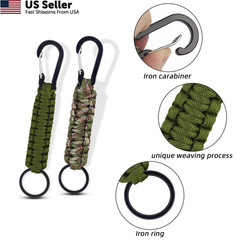 6 Pack Paracord Keychain Carabiner Clip Braided Lanyard Key Chain Ring Men Women