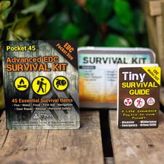 Do-It-Yourself: EDC Survival Kit Bundles: Kit + Tiny Survival Guide + Storage Ti