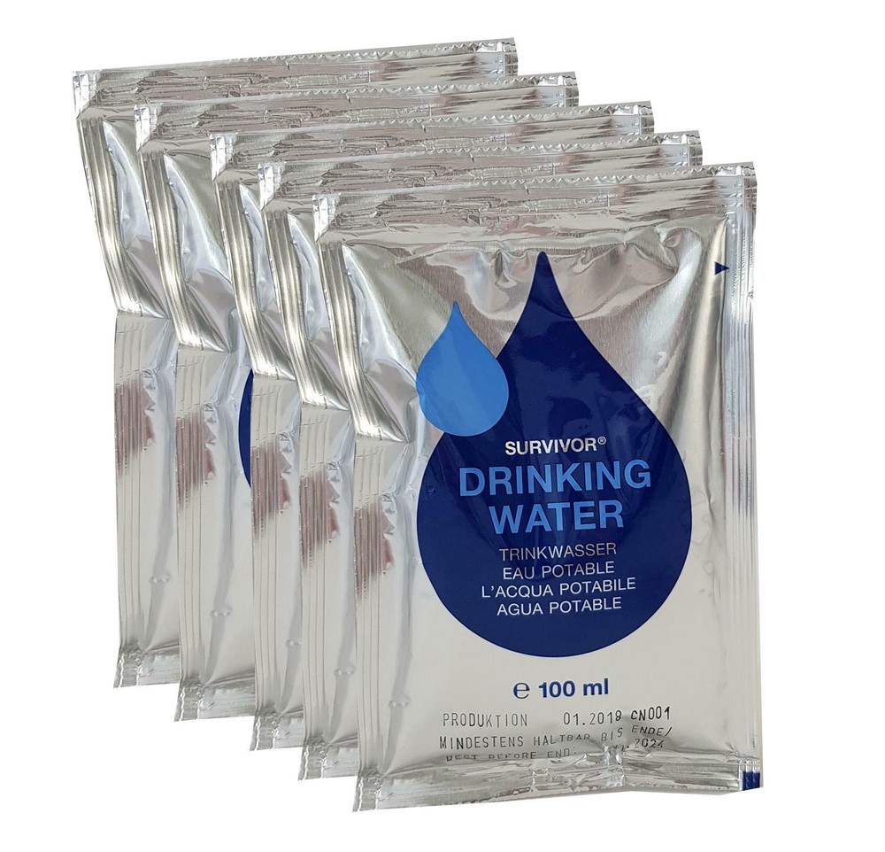 Katadyn Brand Trans-Ocean Emergency Drinking Water Ration Pack (5×100 ml) Canned