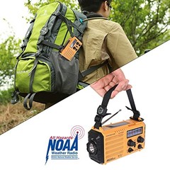 Weather Radio, 5000mAh/18500mWh NOAA Weather Radio, Solar Hand Crank Yellow