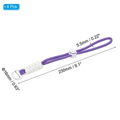 4Pcs Paracord Lanyard Keychain with Spring Ring, Dark Purple, White
