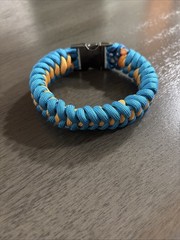 ParaCord Survival Bracelet , Beautiful Blue/Gold Color Size Large.