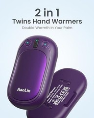 AI Hand Warmers Rechargeable, 2 Pack Electric Hand Warmers 2 Pack Purple