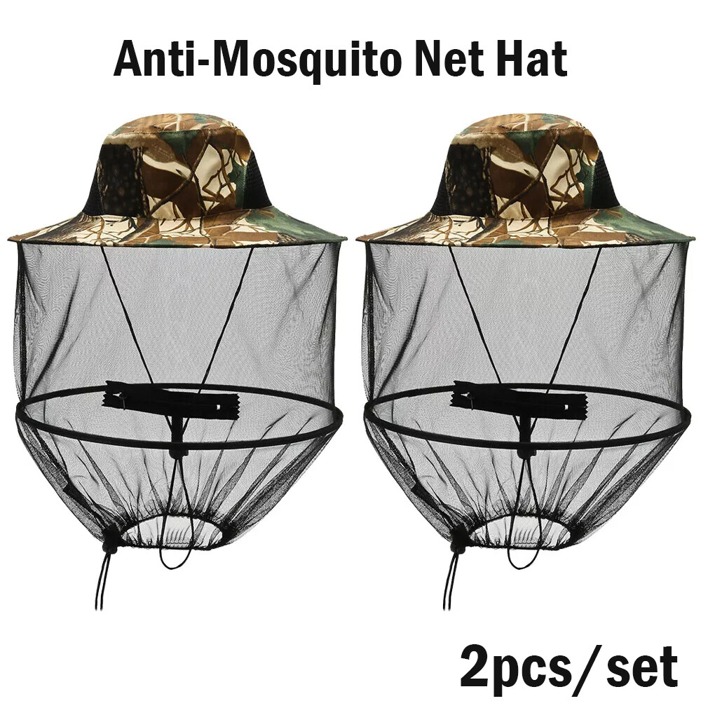 Anti-Mosquito Bug Bee Insect Head Net Hat Cap Sun Protect for Fishing Camping X