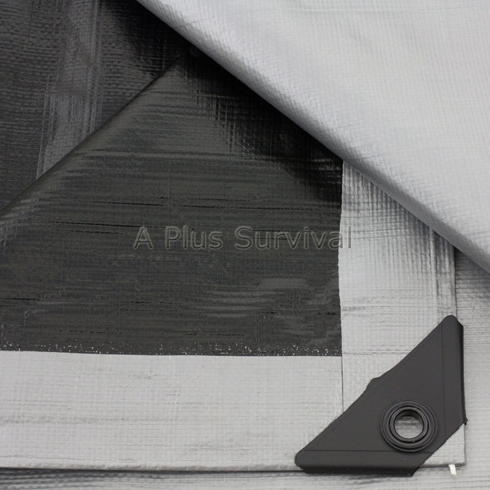 Silver & Black Tarp 6’x8′ with Grommets Camping Emergency Survival Shelter Rain