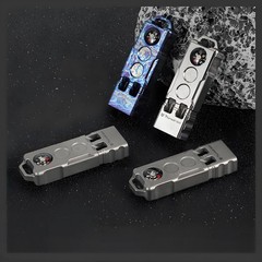 Titanium Alloy EDC Dual Tube Whistle with Compass Outdoor Survival Tool 120DB