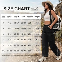 COPYLEAF Parachute Cargo Pants Women Elastic Waisted Quick Dry Large, Black