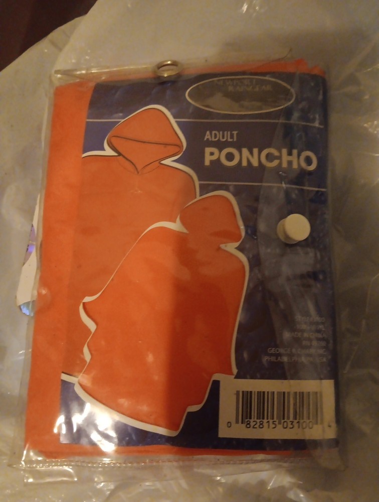 Vintage Adult Poncho Vinyl The Weather Station Orange