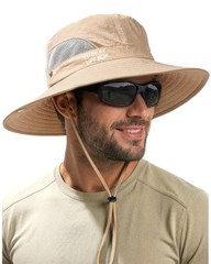 FURTALK Mens Bucket Sun Hat UPF 80+ Wide Brim Hiking Fishing One Size, Khaki