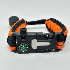 Atomic Bear Paracord Cobra Survival Bracelet 2pk Compass Fire Starter Black Org