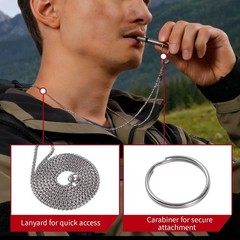 Titanium Emergency Whistle, Gray, 2 Inches Length, 120db Loud Safety Whistle