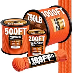 Paracord Rope 750lb – Parachute para Cord 4mm 11 Strand Spool 200 ft Orange