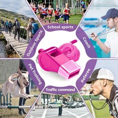 Guokoo Whistle for Coaches – Pink Plastic Whistles, with Lanyard and