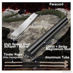 The Professional Ferro Rod Fire Starter Kits Including a 5 Ferro Rod and Two 12