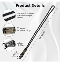 2 Pcs Paracord Lanyard Keychain, 1* Long and 1*Short Heavy Duty Braided Keych…