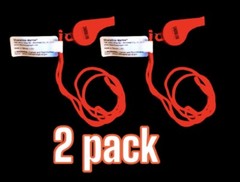 2 PACK Shoreline Marine Safety Whistle with Lanyard -Safety Bright Orange,Hi Vis