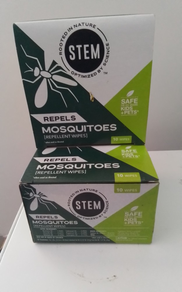 2 Boxes STEM Mosquito Repellant Wipes (10 wipes per box) 20 Total