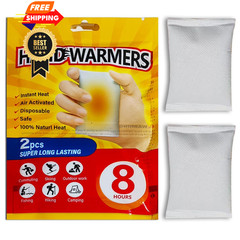 Hand Warmers, Lasts 8hrs, Heats Fast, 2-3 Min Activation, One Size, White