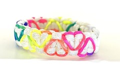 WHITE PARACORD BRACELET w/ RAINBOW HEARTS