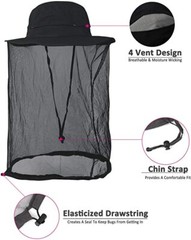 Men Mosquito Head Net Hat Bugs Netting Protection Safari Boonie Bucket Bush Hat