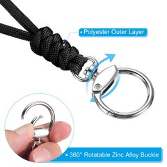 Paracord Lanyard with Closure 9″, 2pcs Wrist Keychain Lanyard, Black