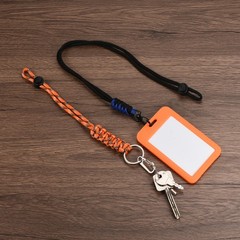 11″ Paracord KeyChain with Clasps Adjustable Braided Lanyard Gray