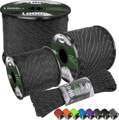 Paracord Reflective 1000lb, 50/100/200/500/1000ft 4mm, 13 Strand Parachute Spool